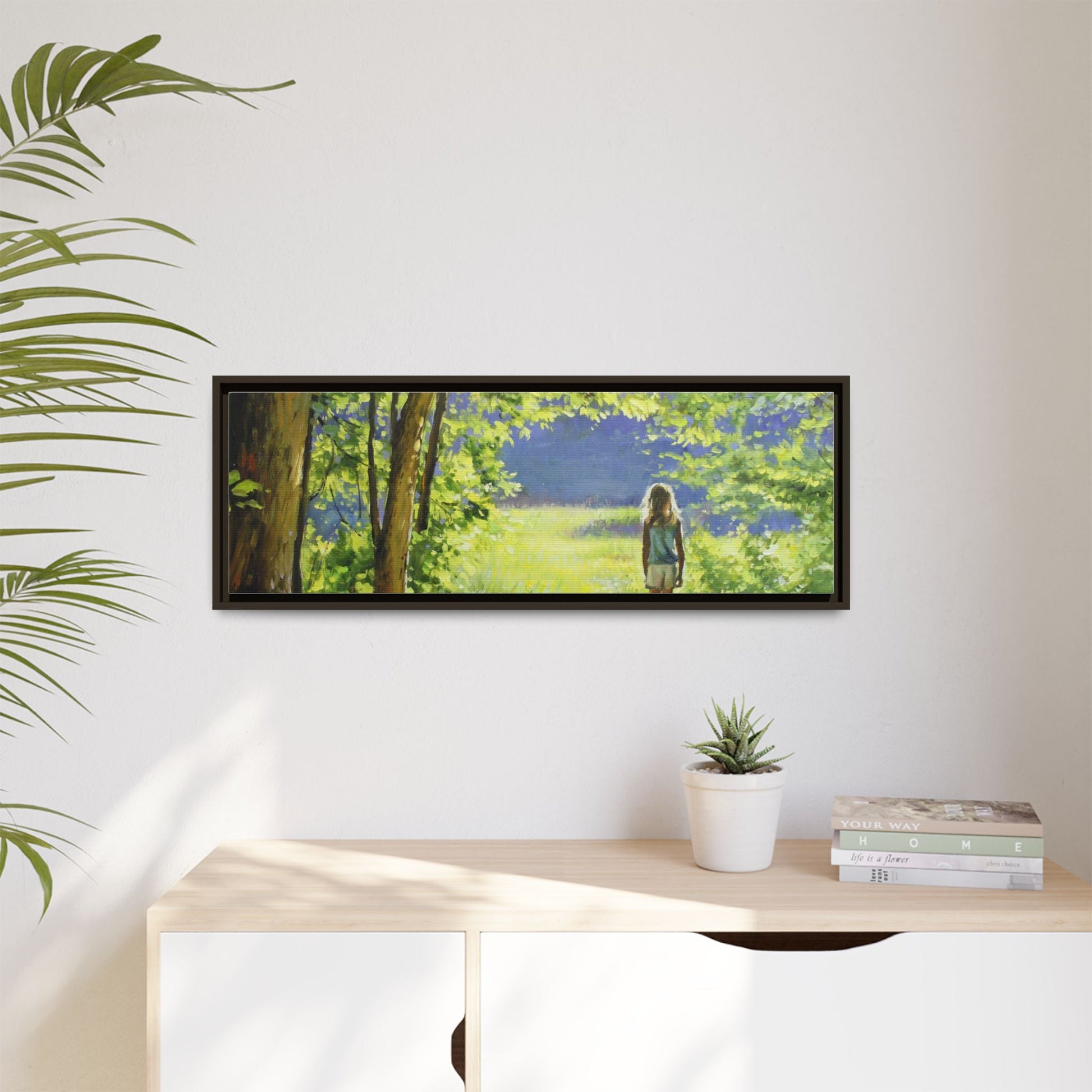 INTO THE LIGHT 11 – A captivating artwork featuring a luminous scene that evokes a sense of depth, movement, and serenity, framed in premium pinewood for timeless décor.