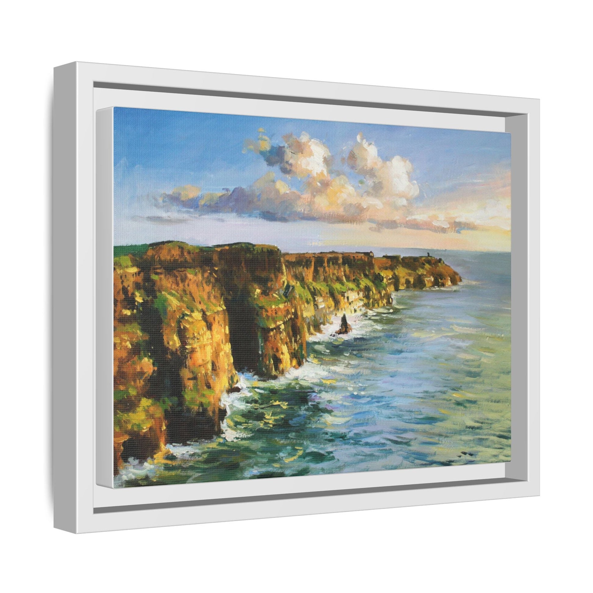 Cliffs of Moher wall art showcasing the dramatic Irish coastline, printed on high-quality canvas to bring natural beauty into your home décor.