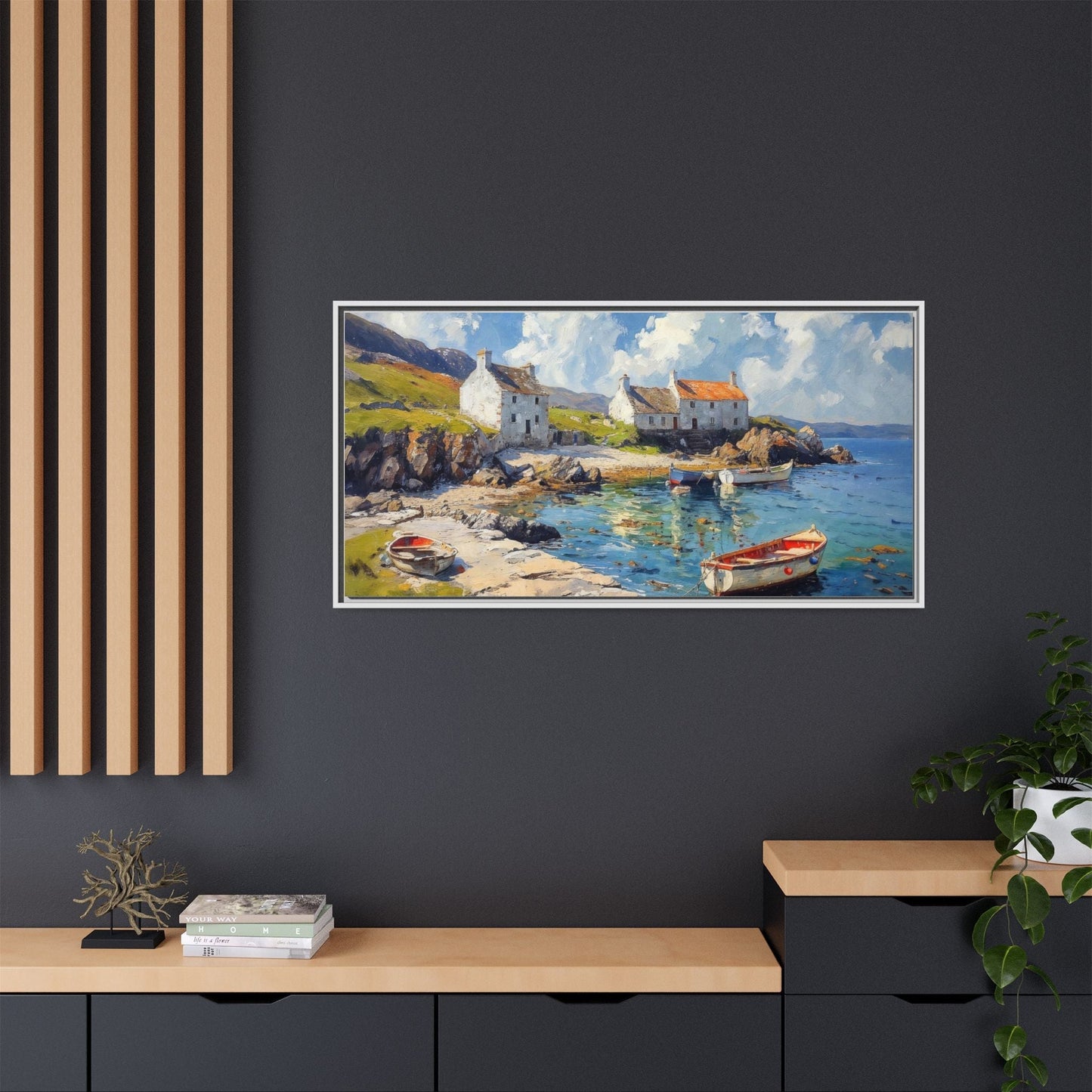 Island Harbour Coastal Landscape - Serene Wall Art Print for Home Décor