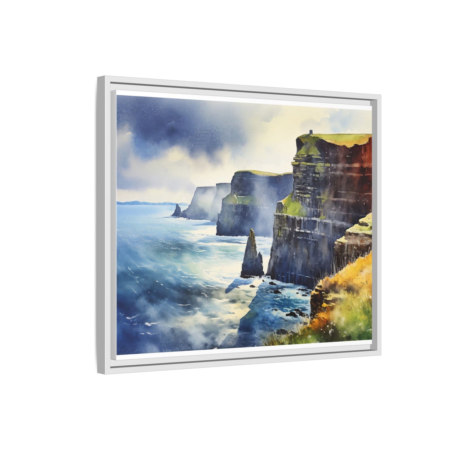 Watercolour of Cliffs of Moher – Beautiful Coastal Landscape Canvas Print