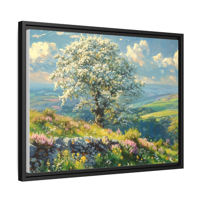 Whitethorn in Bloom wall art featuring a vibrant scene of blooming whitethorn trees, printed on high-quality canvas for a natural and timeless décor.