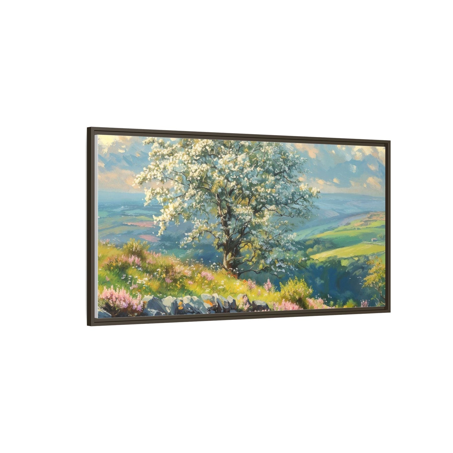 Whitethorn in Bloom wall art featuring a vibrant scene of blooming whitethorn trees, printed on high-quality canvas for a natural and timeless décor.