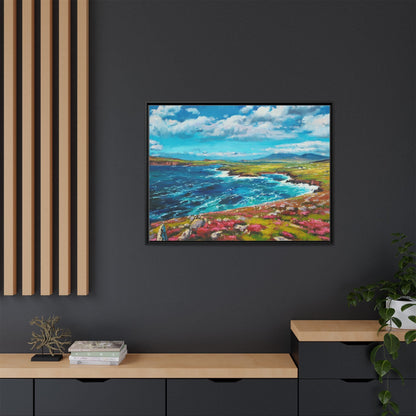 Dingle Peninsula wall art featuring a scenic view of Ireland's rugged coastline, printed on high-quality canvas with a premium frame.