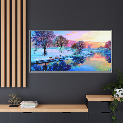 Winter Trees framed art – Premium pinewood frame with a cotton-polyester canvas print, featuring a protective coating for lasting beauty and timeless décor.