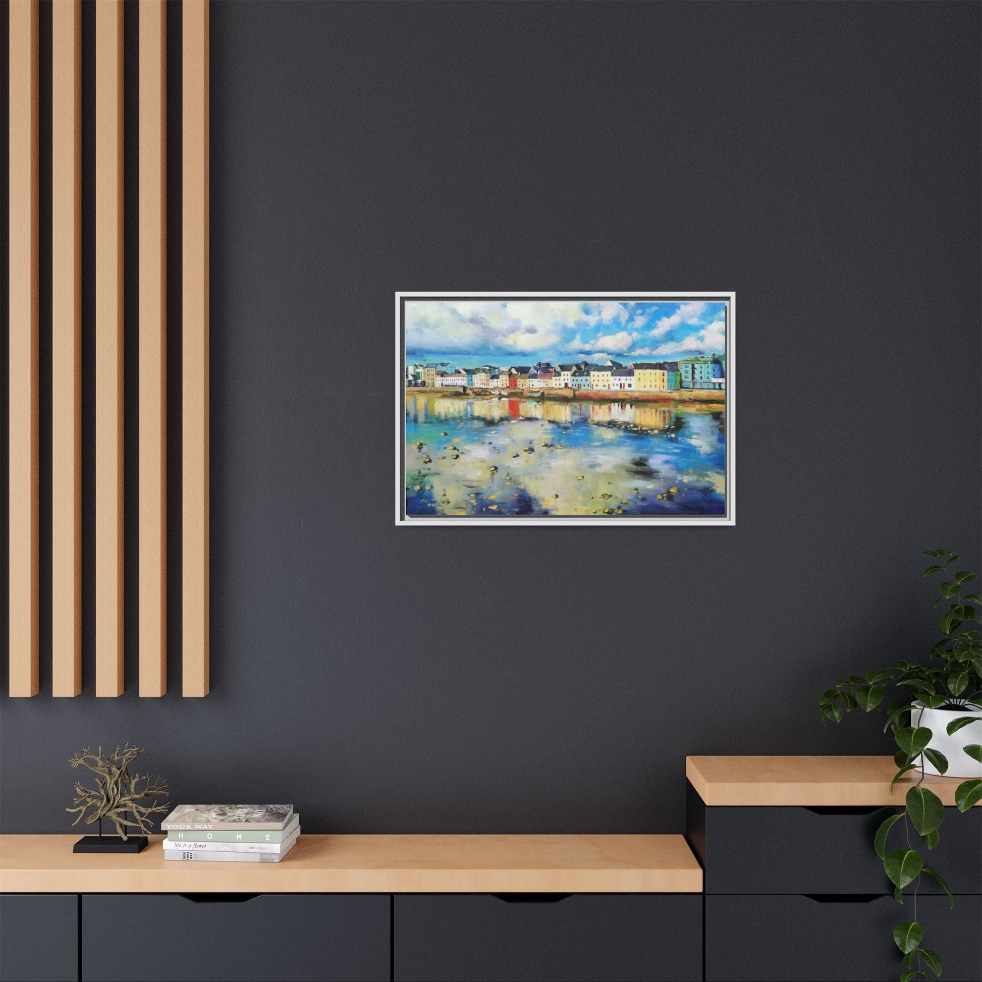 Galway Reflections wall art featuring serene Irish landscapes and water reflections, framed in premium quality wood.