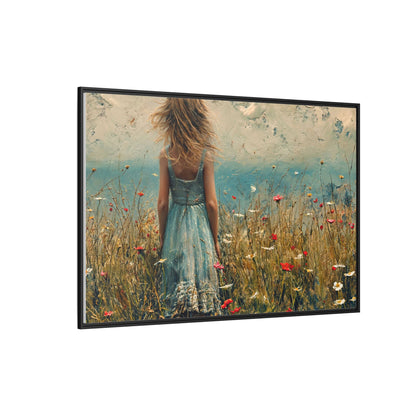 Young Girl Looking Out To Sea wall art, featuring a peaceful ocean view and a young girl in contemplation, printed on high-quality canvas for timeless décor.