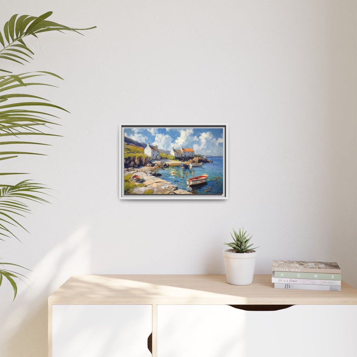 Island Harbour Coastal Landscape - Serene Wall Art Print for Home Décor