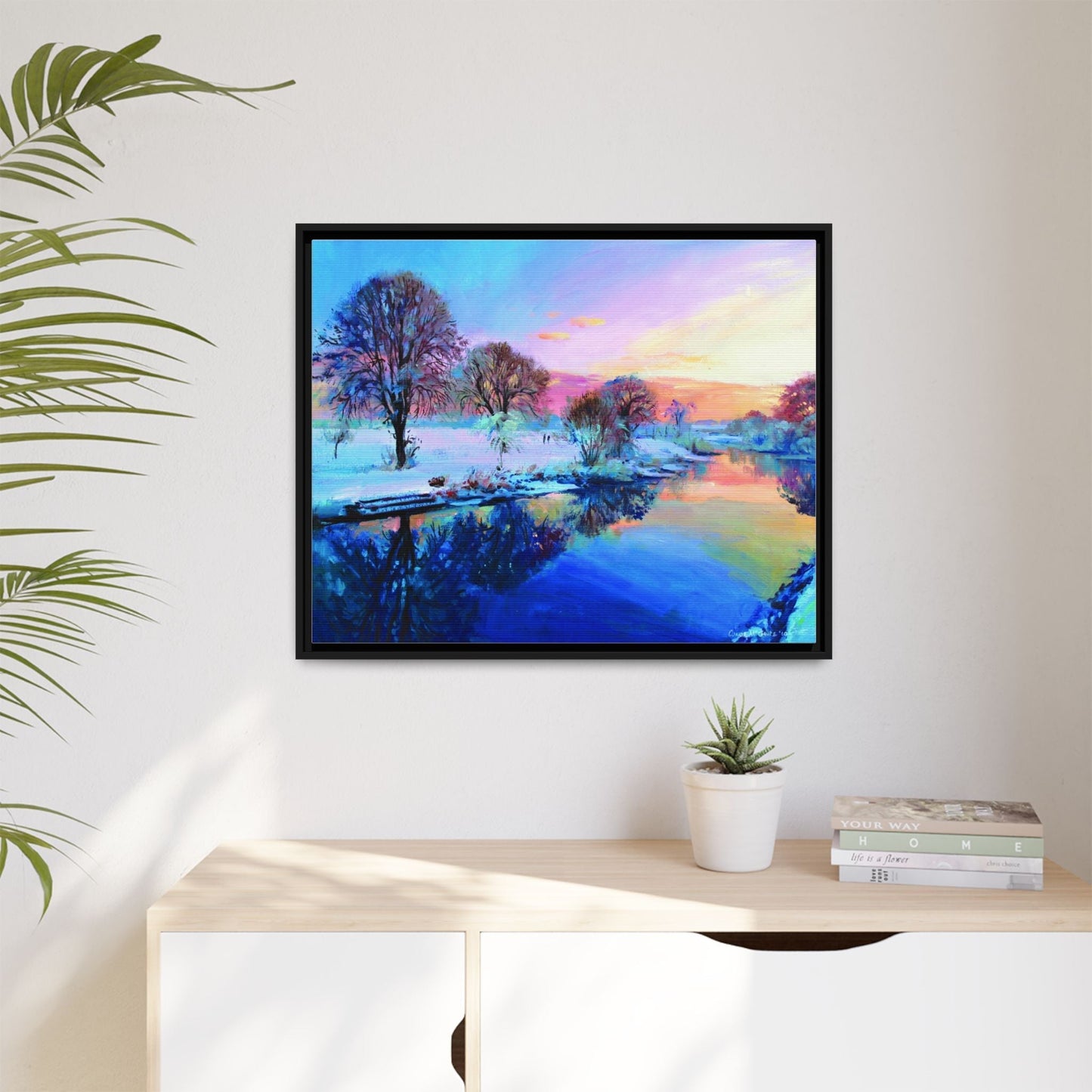 Winter Trees framed art – Premium pinewood frame with a cotton-polyester canvas print, featuring a protective coating for lasting beauty and timeless décor.