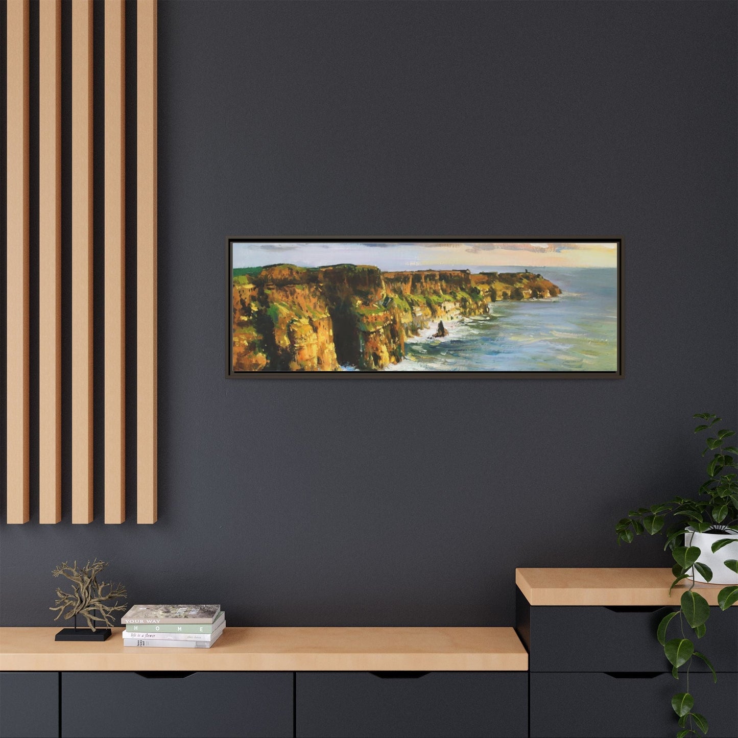 Cliffs of Moher wall art showcasing the dramatic Irish coastline, printed on high-quality canvas to bring natural beauty into your home décor.