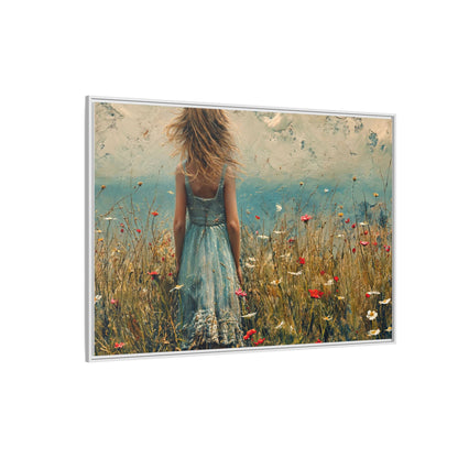 Young Girl Looking Out To Sea wall art, featuring a peaceful ocean view and a young girl in contemplation, printed on high-quality canvas for timeless décor.