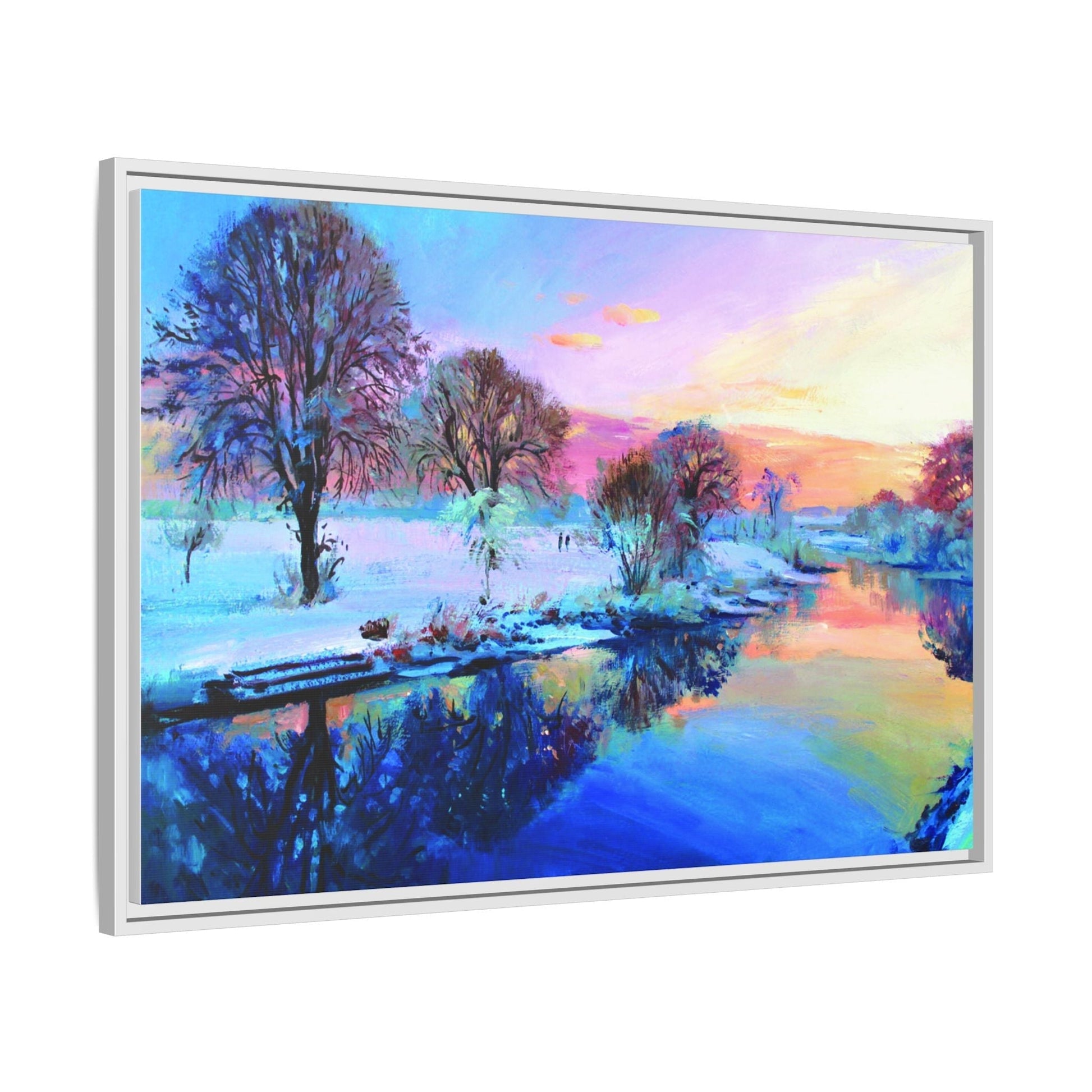 Winter Trees framed art – Premium pinewood frame with a cotton-polyester canvas print, featuring a protective coating for lasting beauty and timeless décor.