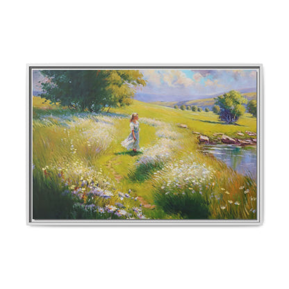 Young Girl By Lake Wall Art - Serene Portrait of a Girl by a Tranquil Lake for Home Décor