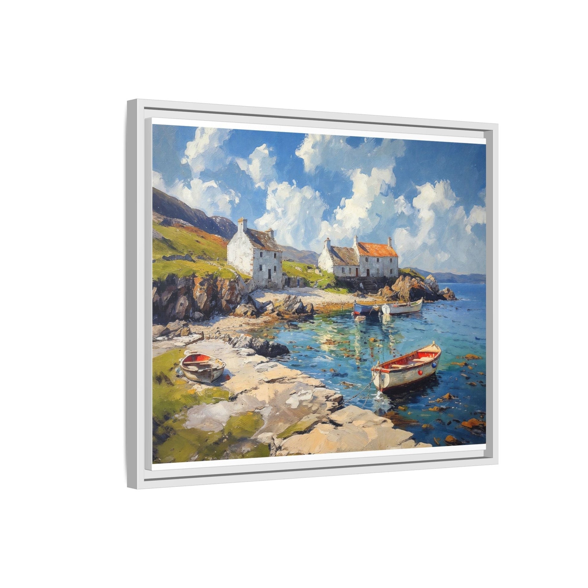 Island Harbour Coastal Landscape - Serene Wall Art Print for Home Décor