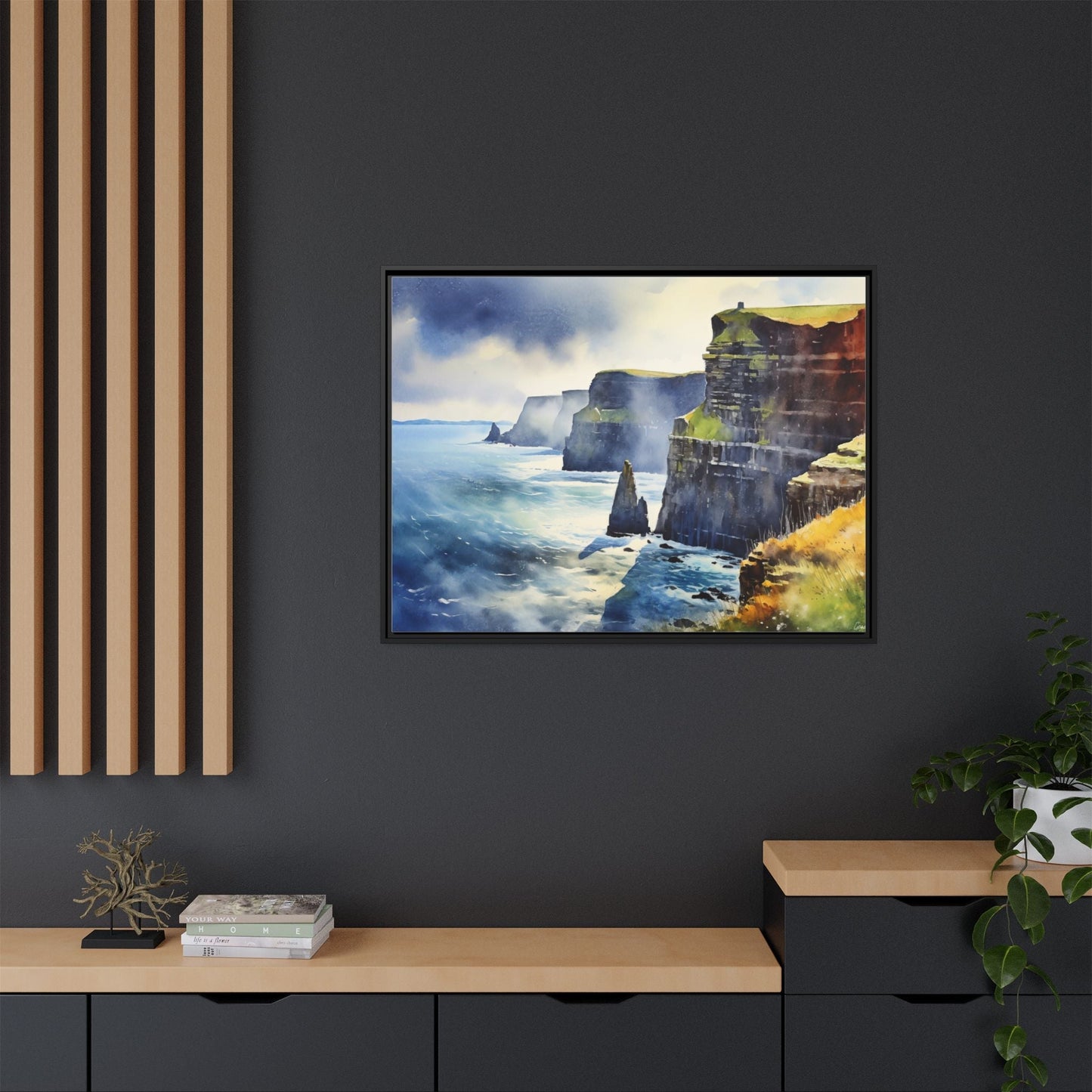 Watercolour of Cliffs of Moher – Beautiful Coastal Landscape Canvas Print