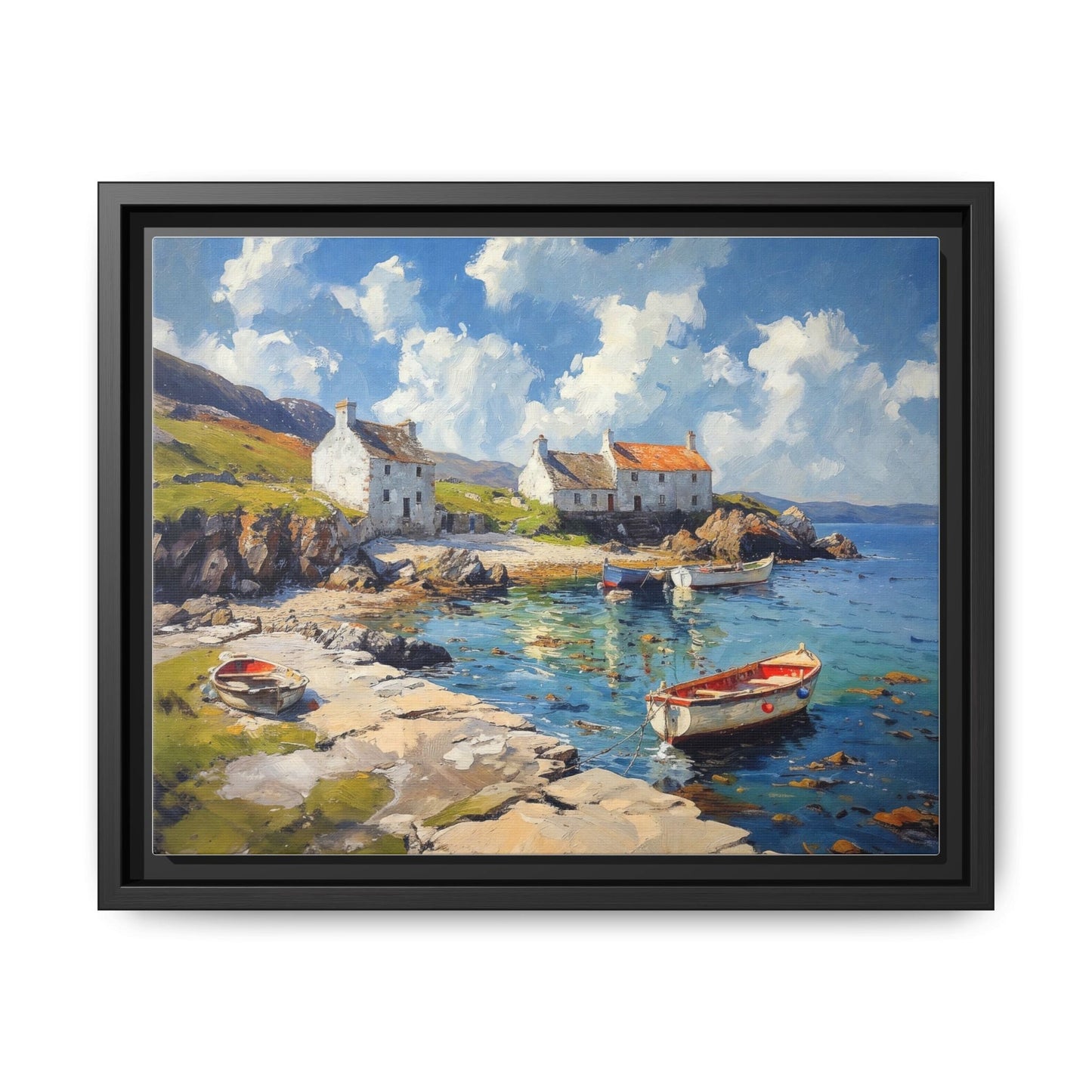 Island Harbour Coastal Landscape - Serene Wall Art Print for Home Décor