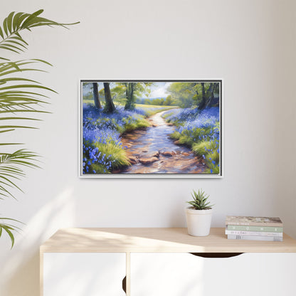 Bluebell Stream Wall Art - Serene Nature Landscape Canvas Print