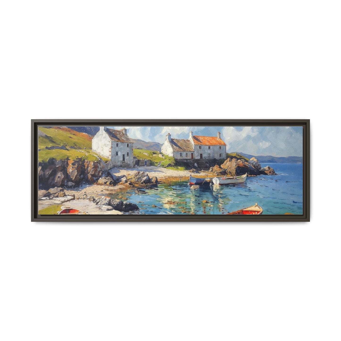 Island Harbour Coastal Landscape - Serene Wall Art Print for Home Décor