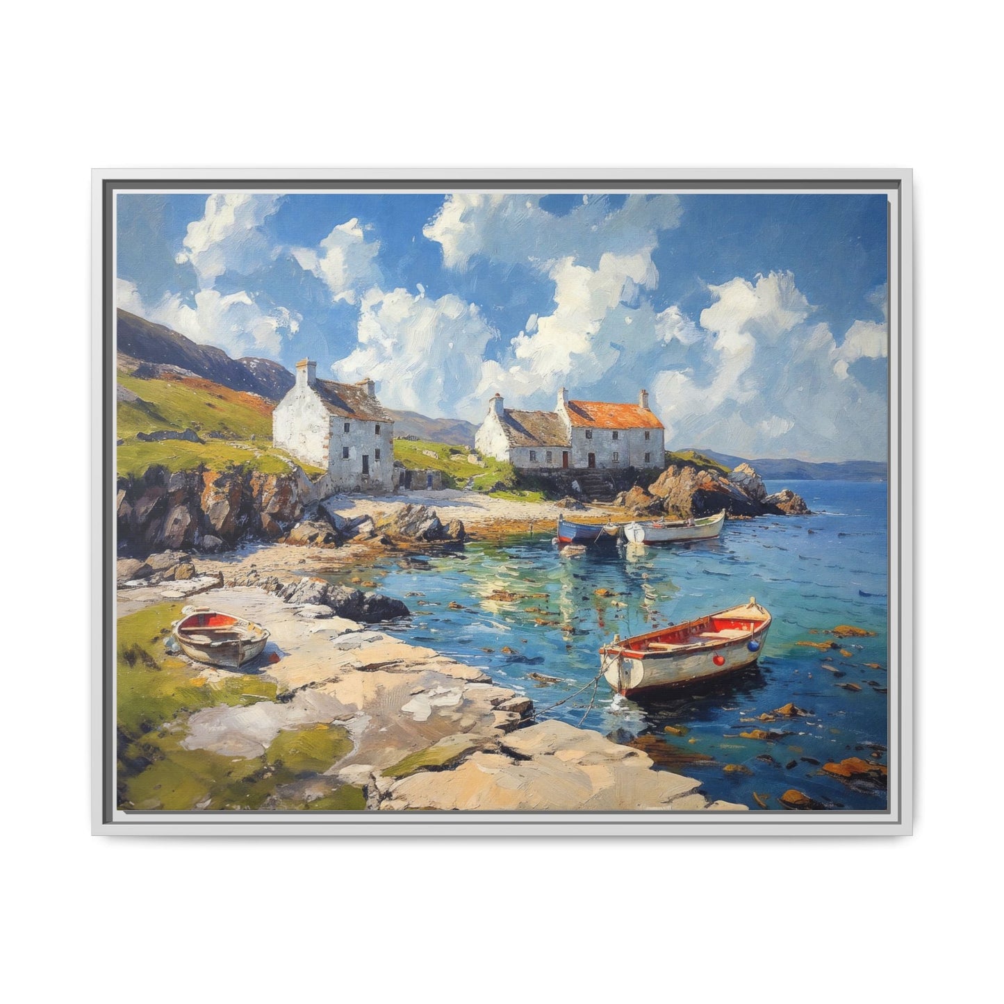 Island Harbour Coastal Landscape - Serene Wall Art Print for Home Décor