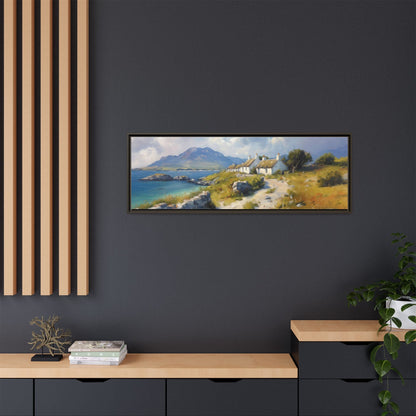 Blustery Day wall art featuring a dramatic wind-swept landscape in a pinewood frame.