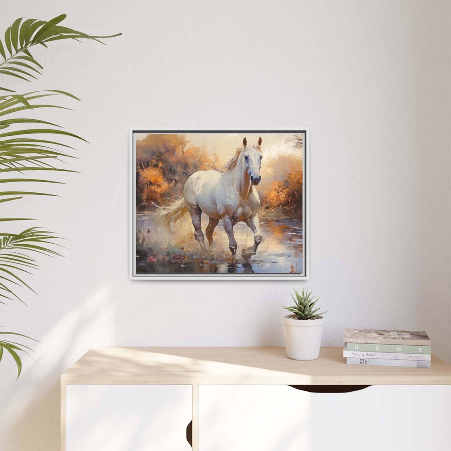 Arabian Horse – Elegant Pinewood Framed Wall Art for Timeless Décor