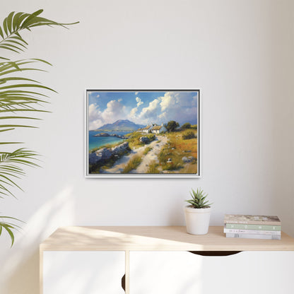 Blustery Day wall art featuring a dramatic wind-swept landscape in a pinewood frame.