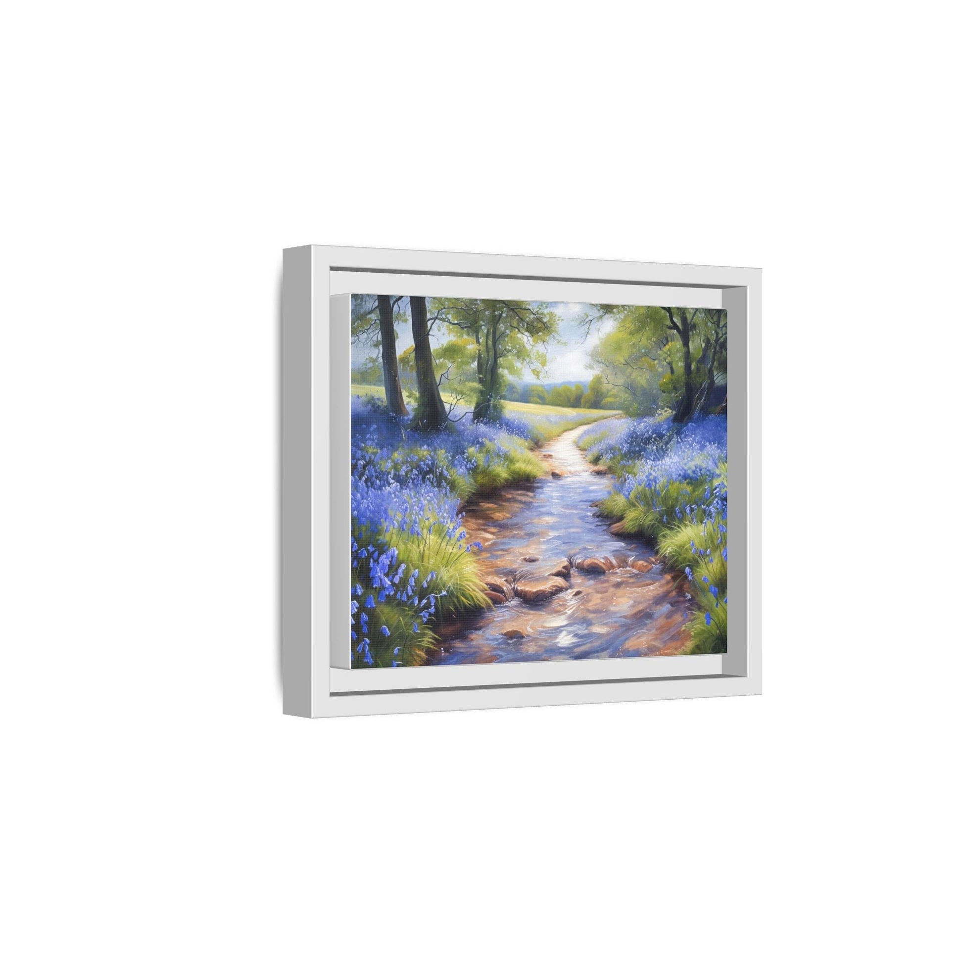 Bluebell Stream Wall Art - Serene Nature Landscape Canvas Print