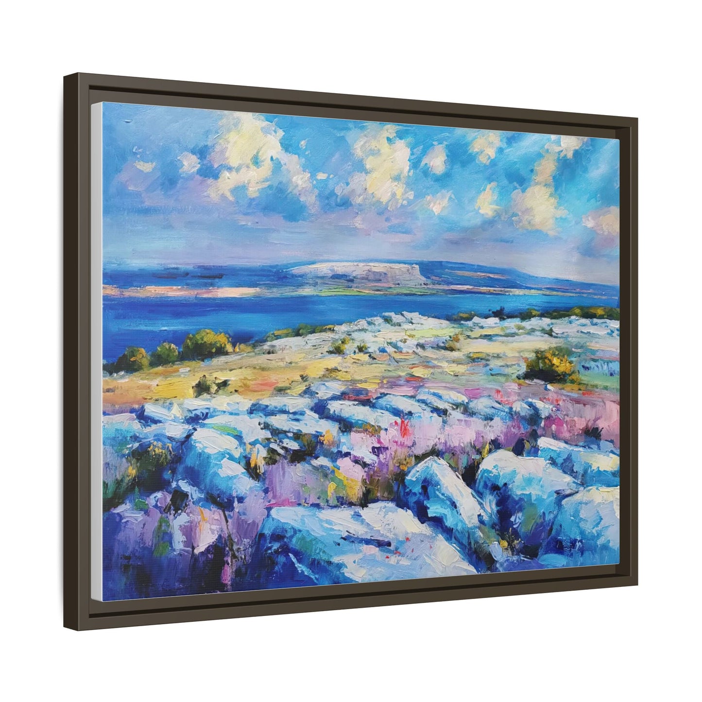 Burren 3 wall art featuring a scenic view of the Burren region in Ireland, printed on high-quality canvas with a premium frame for timeless décor