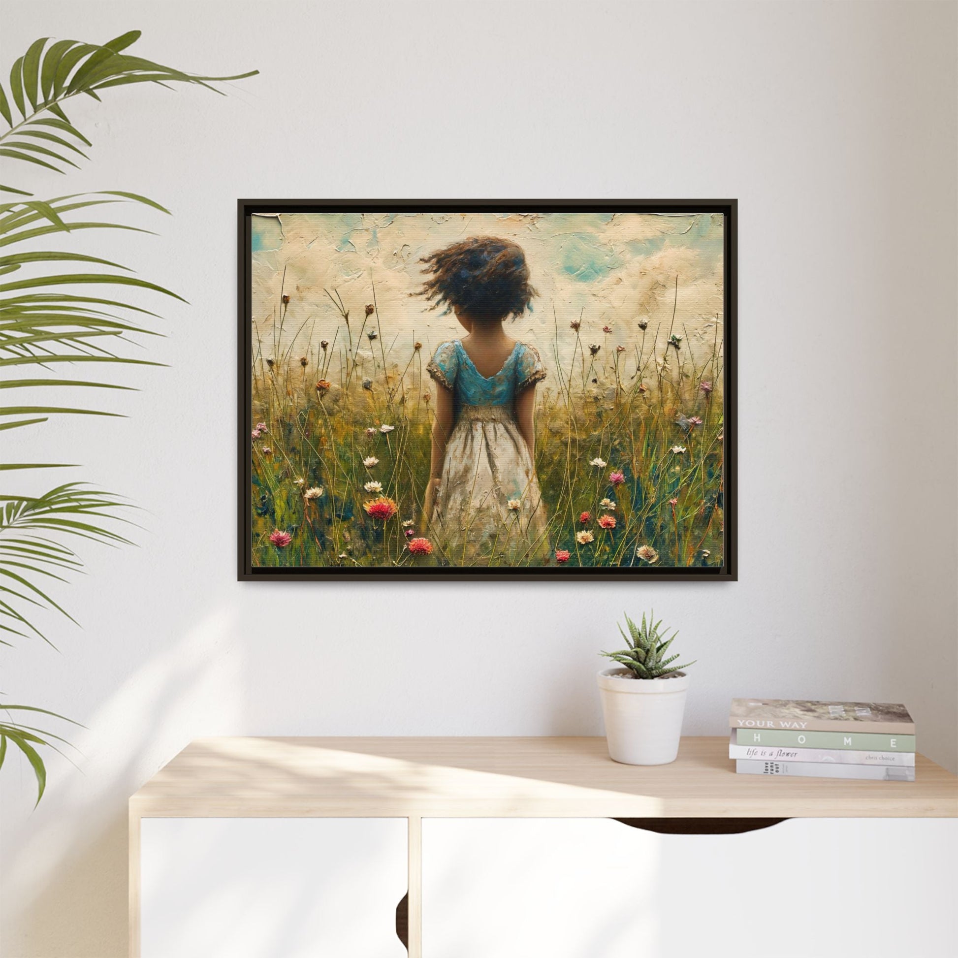 Young Girl In Flowers Wall Art - Graceful Portrait of Girl Surrounded by Flowers for Home Décor