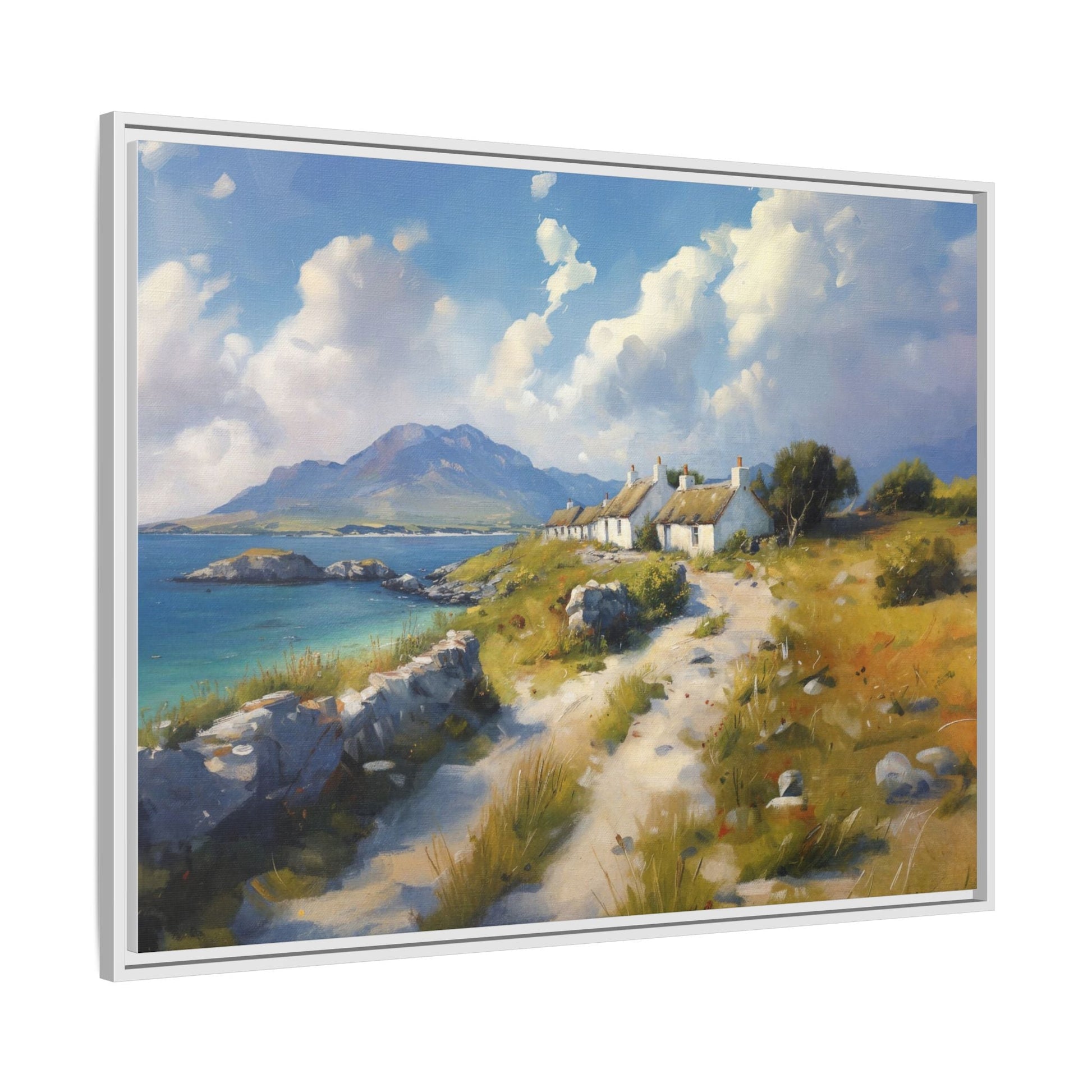 Blustery Day wall art featuring a dramatic wind-swept landscape in a pinewood frame.