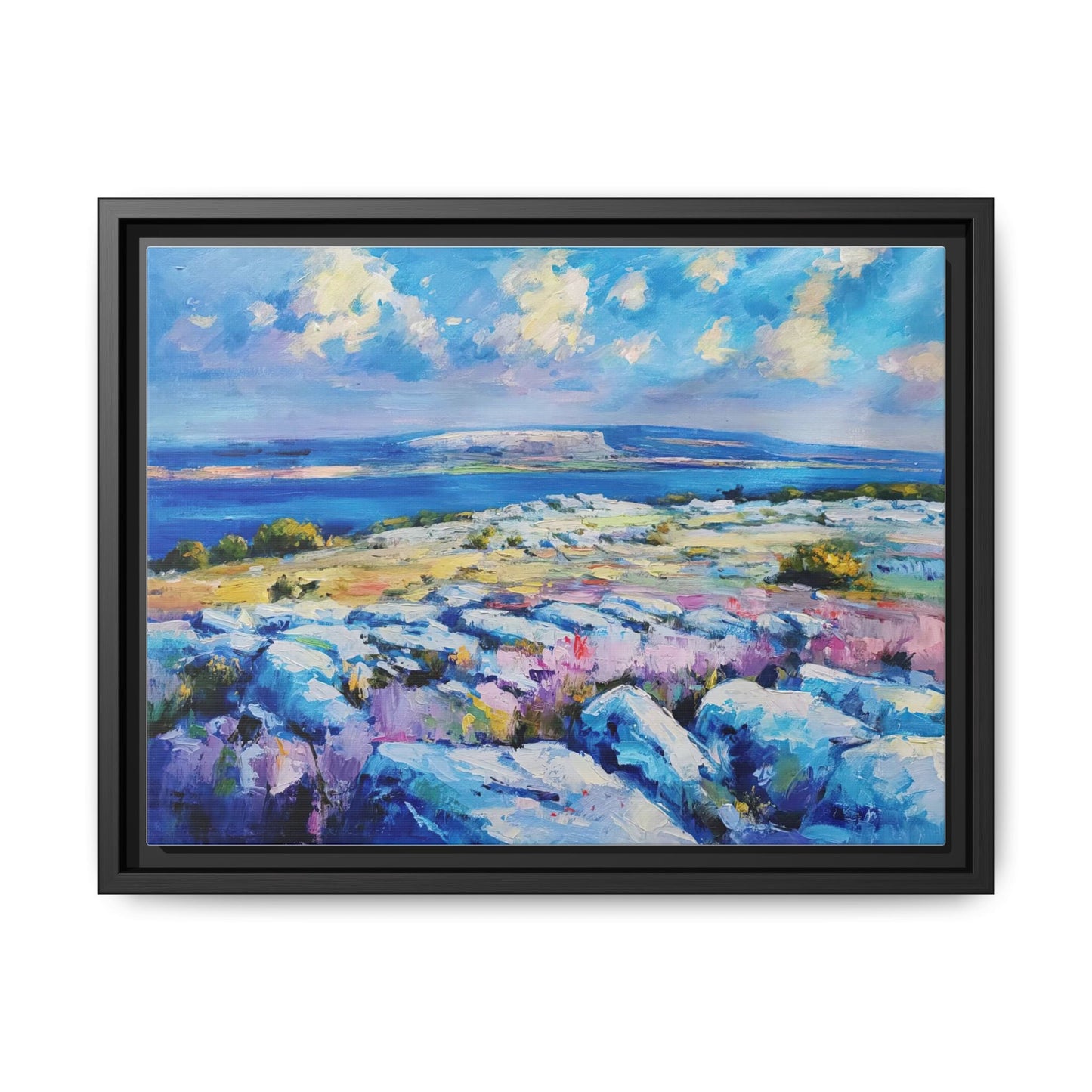 Burren 3 wall art featuring a scenic view of the Burren region in Ireland, printed on high-quality canvas with a premium frame for timeless décor