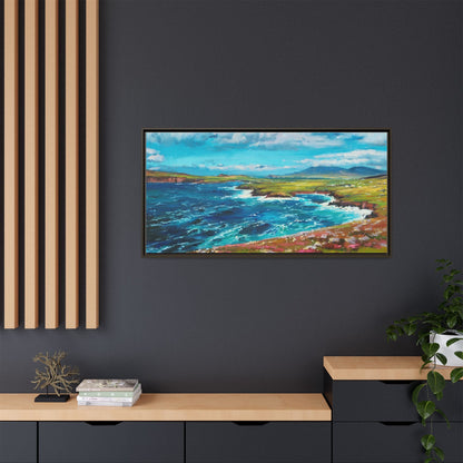 Dingle Peninsula wall art featuring a scenic view of Ireland's rugged coastline, printed on high-quality canvas with a premium frame.