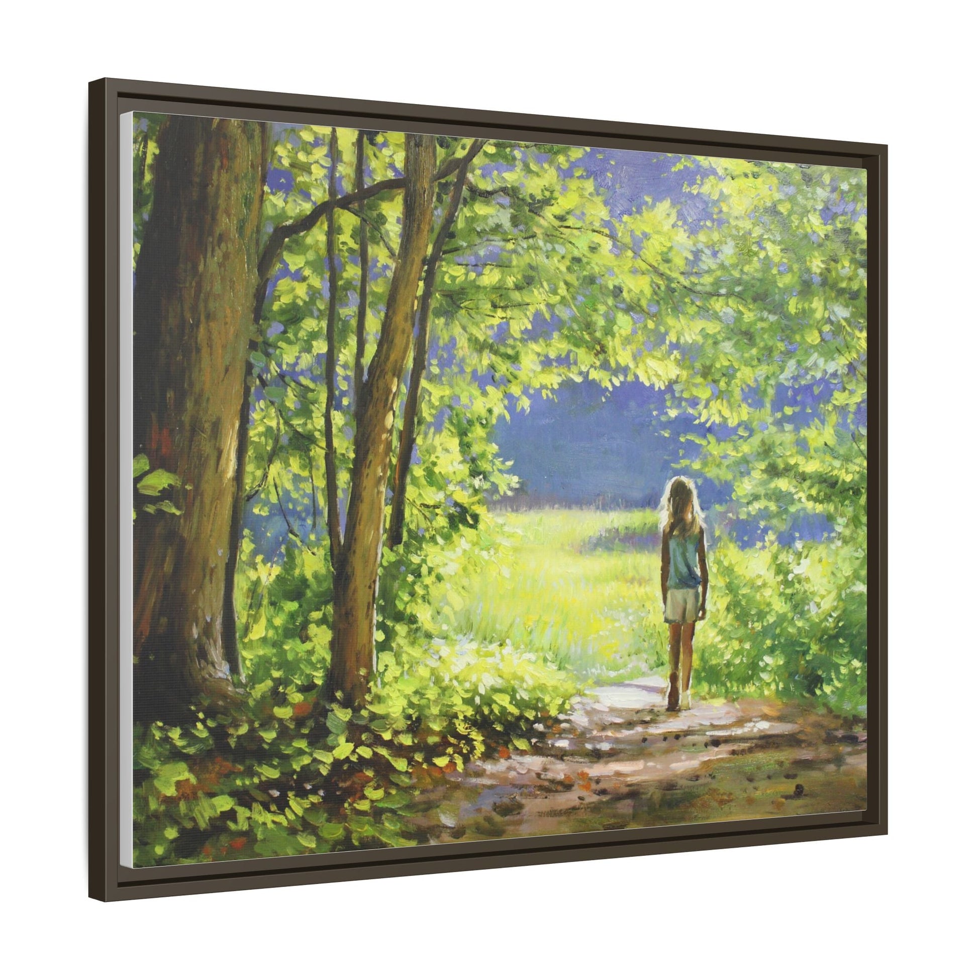 INTO THE LIGHT 11 – A captivating artwork featuring a luminous scene that evokes a sense of depth, movement, and serenity, framed in premium pinewood for timeless décor.