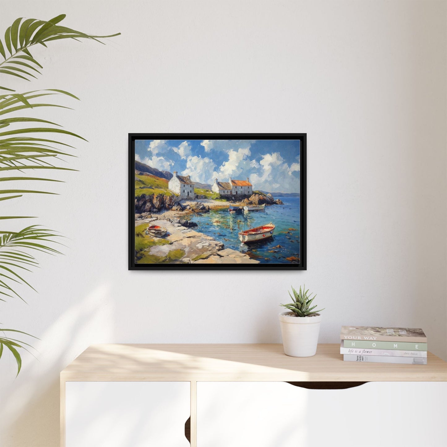 Island Harbour Coastal Landscape - Serene Wall Art Print for Home Décor