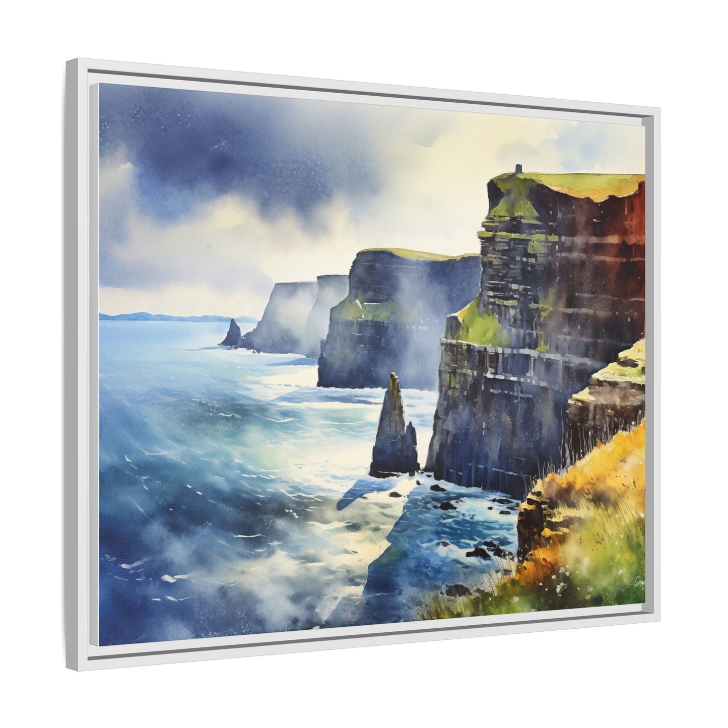 Watercolour of Cliffs of Moher – Beautiful Coastal Landscape Canvas Print