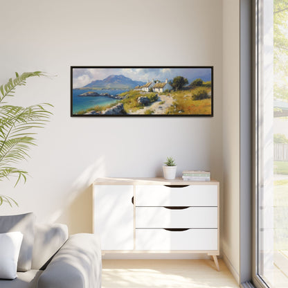 Blustery Day wall art featuring a dramatic wind-swept landscape in a pinewood frame.