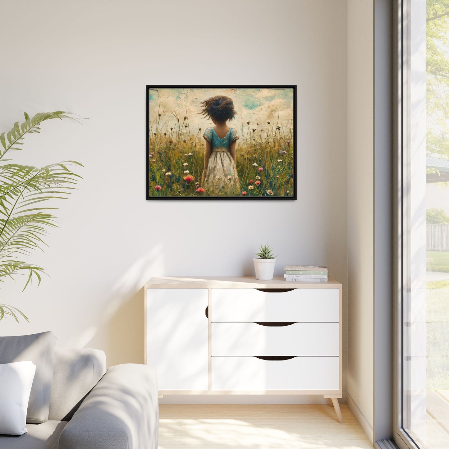 Young Girl In Flowers Wall Art - Graceful Portrait of Girl Surrounded by Flowers for Home Décor