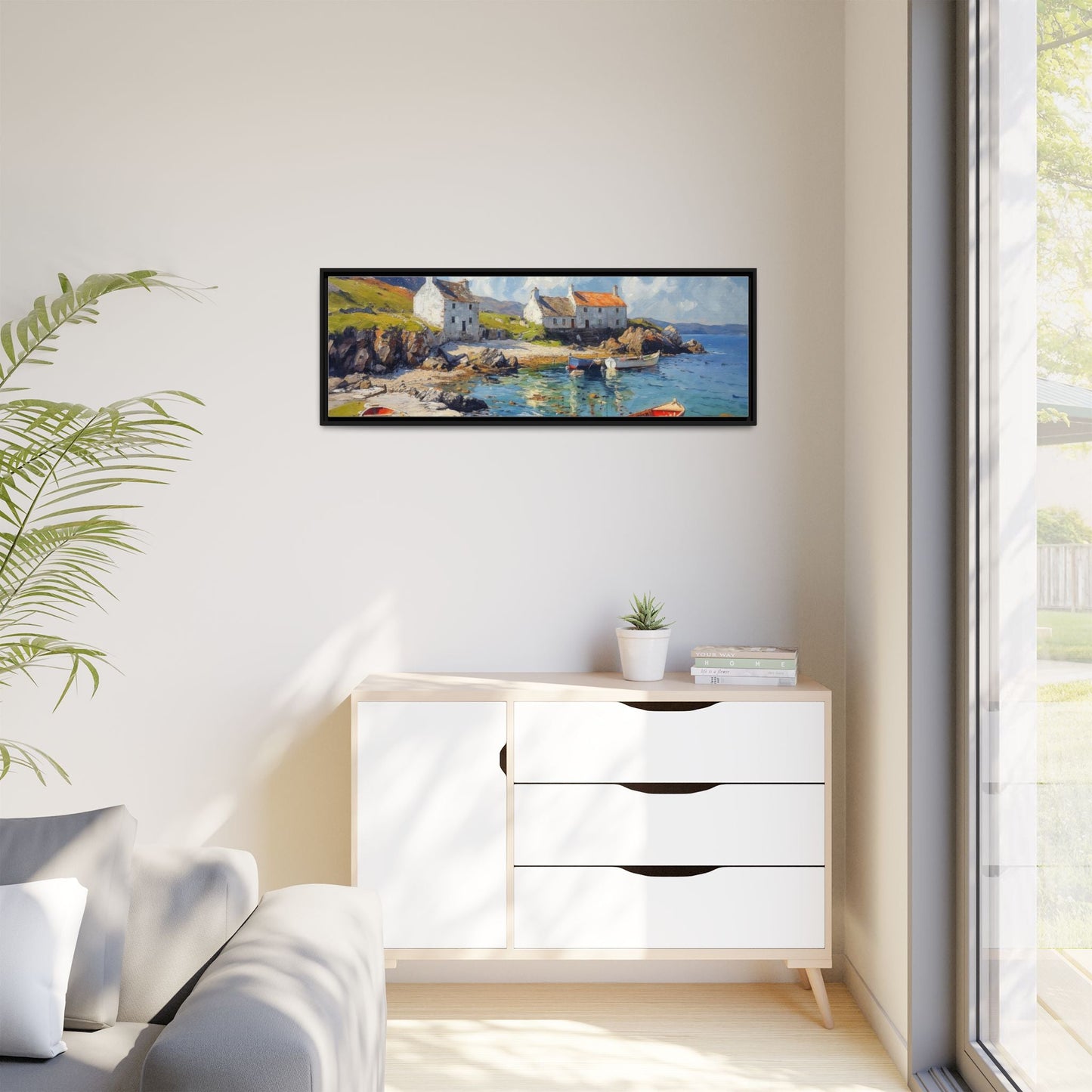 Island Harbour Coastal Landscape - Serene Wall Art Print for Home Décor