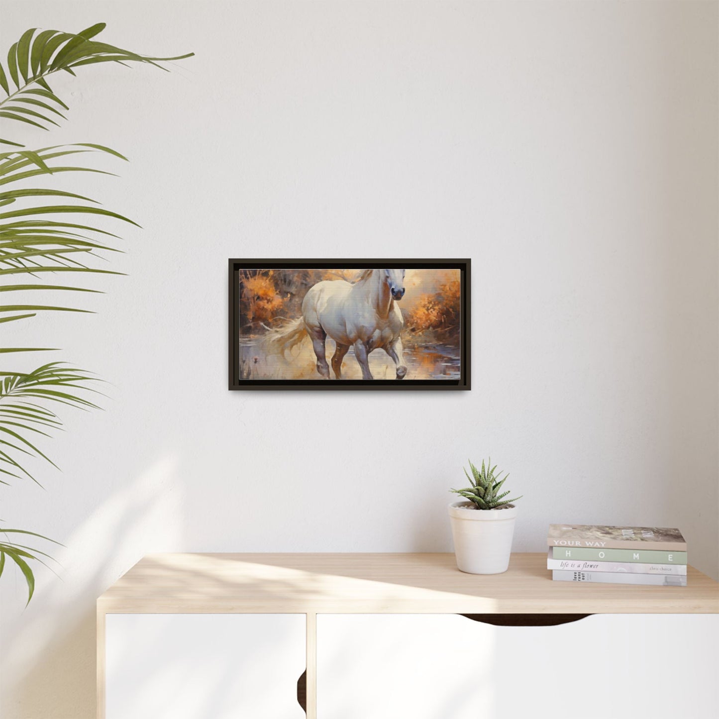 Arabian Horse – Elegant Pinewood Framed Wall Art for Timeless Décor