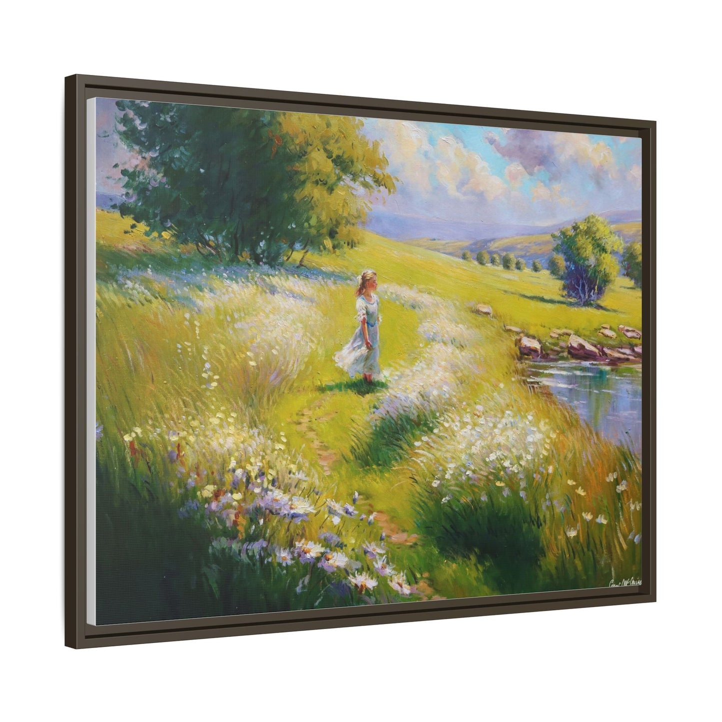 Young Girl By Lake Wall Art - Serene Portrait of a Girl by a Tranquil Lake for Home Décor