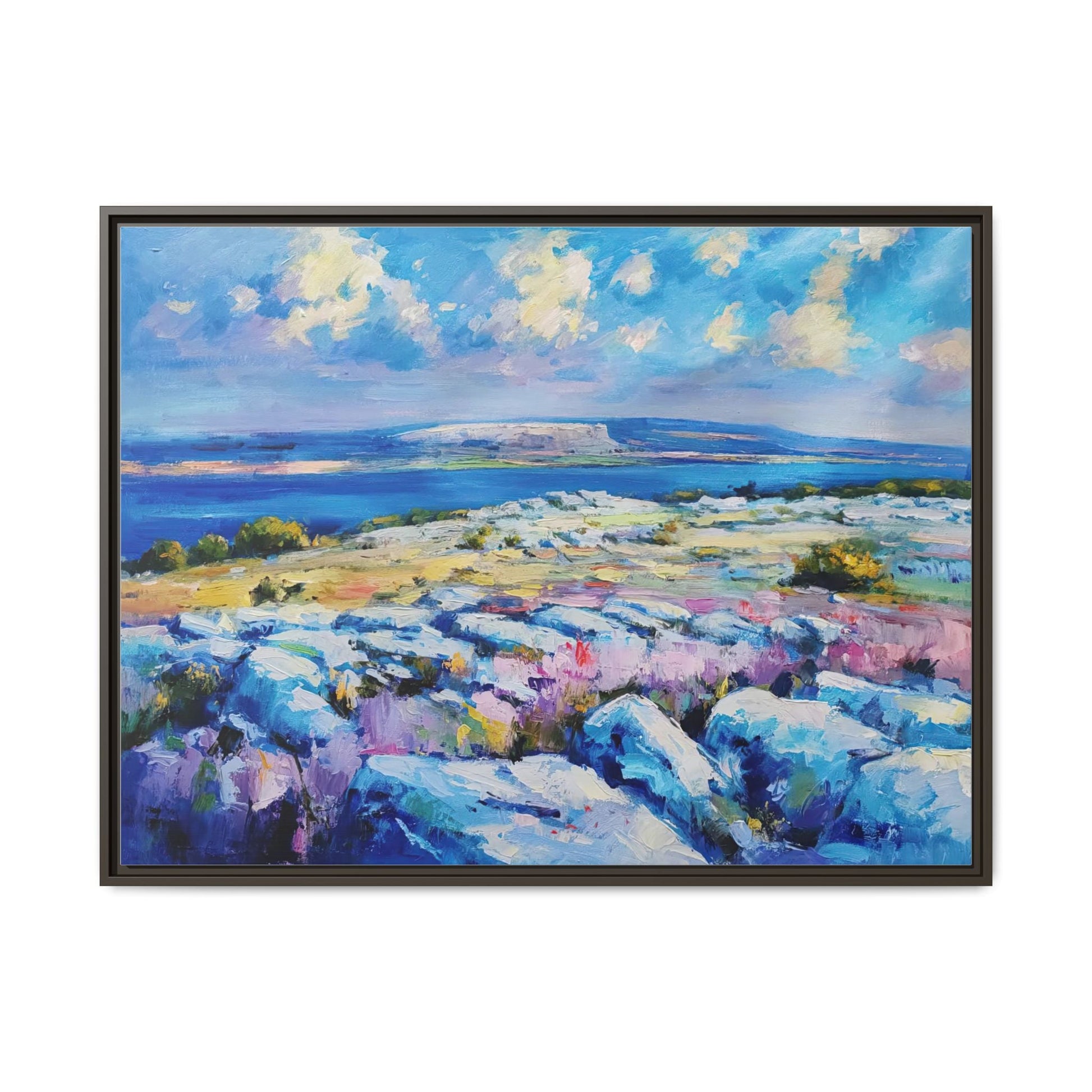 Burren 3 wall art featuring a scenic view of the Burren region in Ireland, printed on high-quality canvas with a premium frame for timeless décor