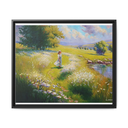 Young Girl By Lake Wall Art - Serene Portrait of a Girl by a Tranquil Lake for Home Décor