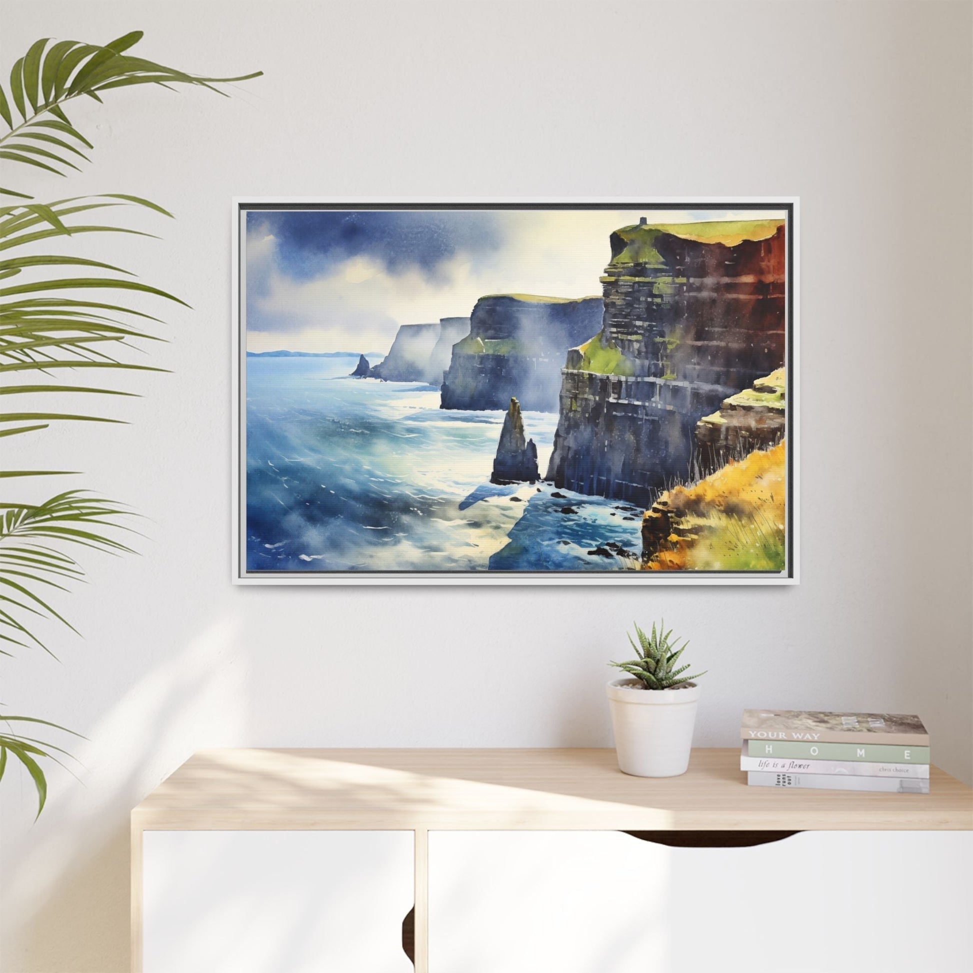 Watercolour of Cliffs of Moher – Beautiful Coastal Landscape Canvas Print