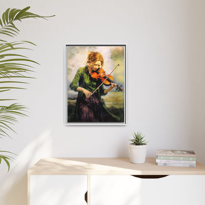 Young Girl with Fiddle wall art featuring a young musician playing the fiddle, printed on high-quality canvas for timeless and elegant décor.