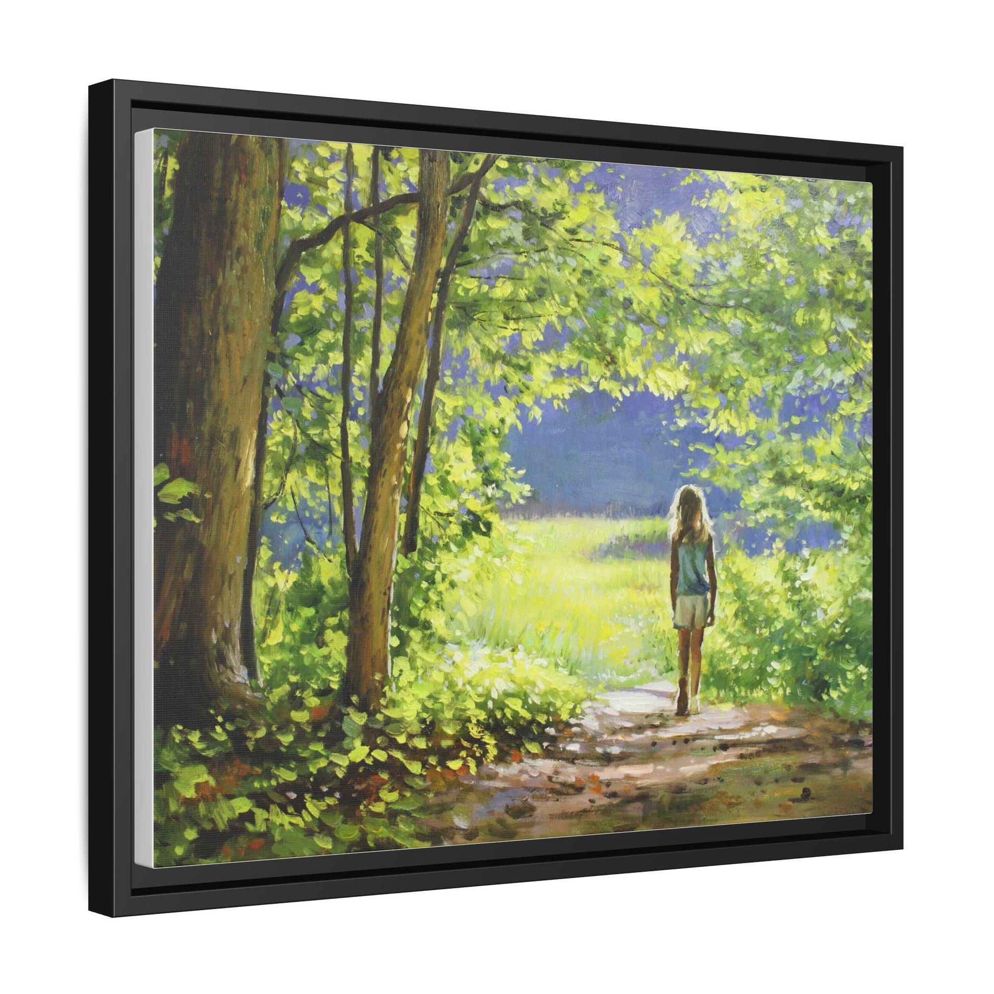 INTO THE LIGHT 11 – A captivating artwork featuring a luminous scene that evokes a sense of depth, movement, and serenity, framed in premium pinewood for timeless décor.