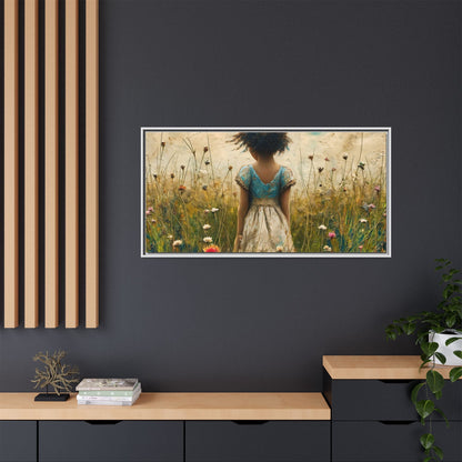 Young Girl In Flowers Wall Art - Graceful Portrait of Girl Surrounded by Flowers for Home Décor