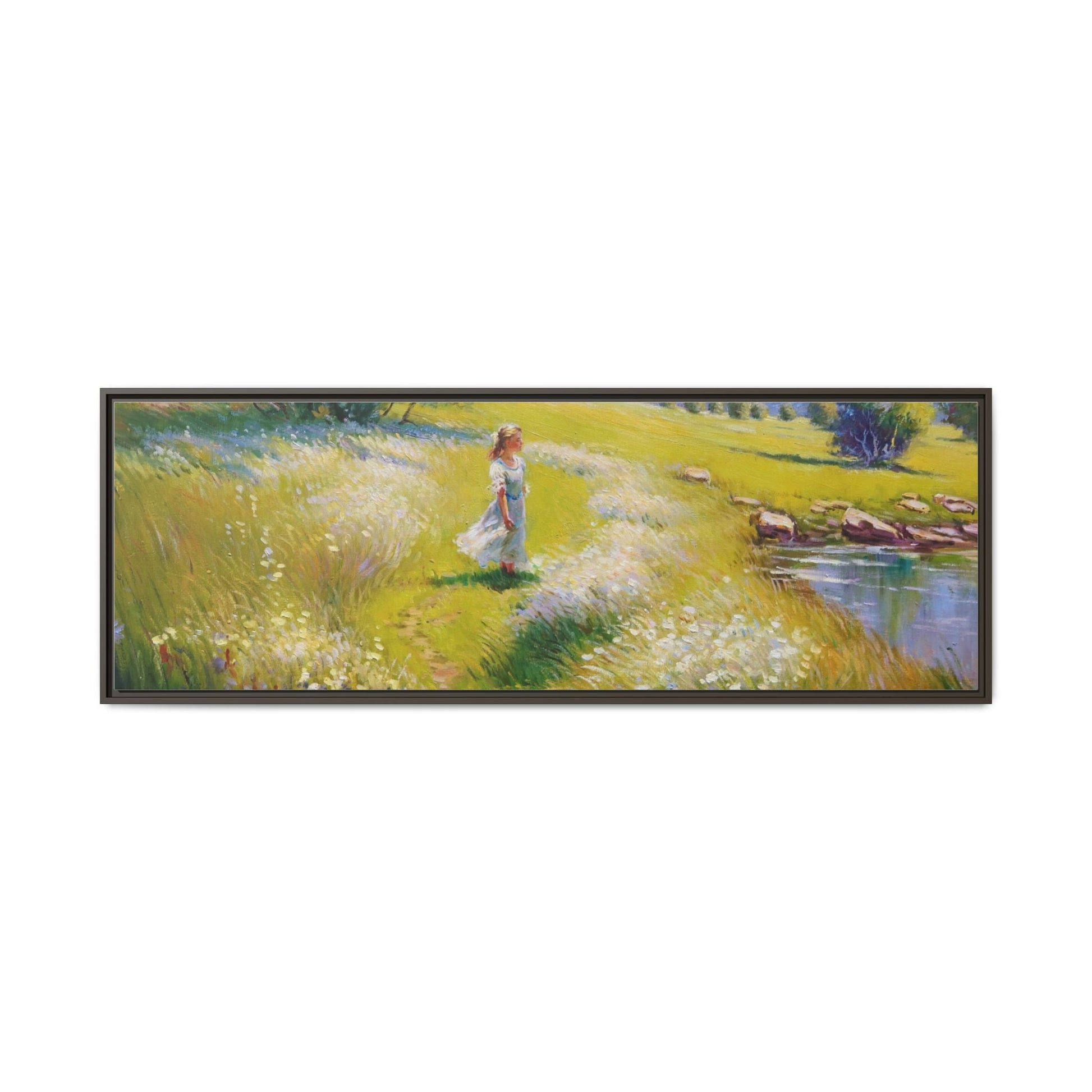 Young Girl By Lake Wall Art - Serene Portrait of a Girl by a Tranquil Lake for Home Décor