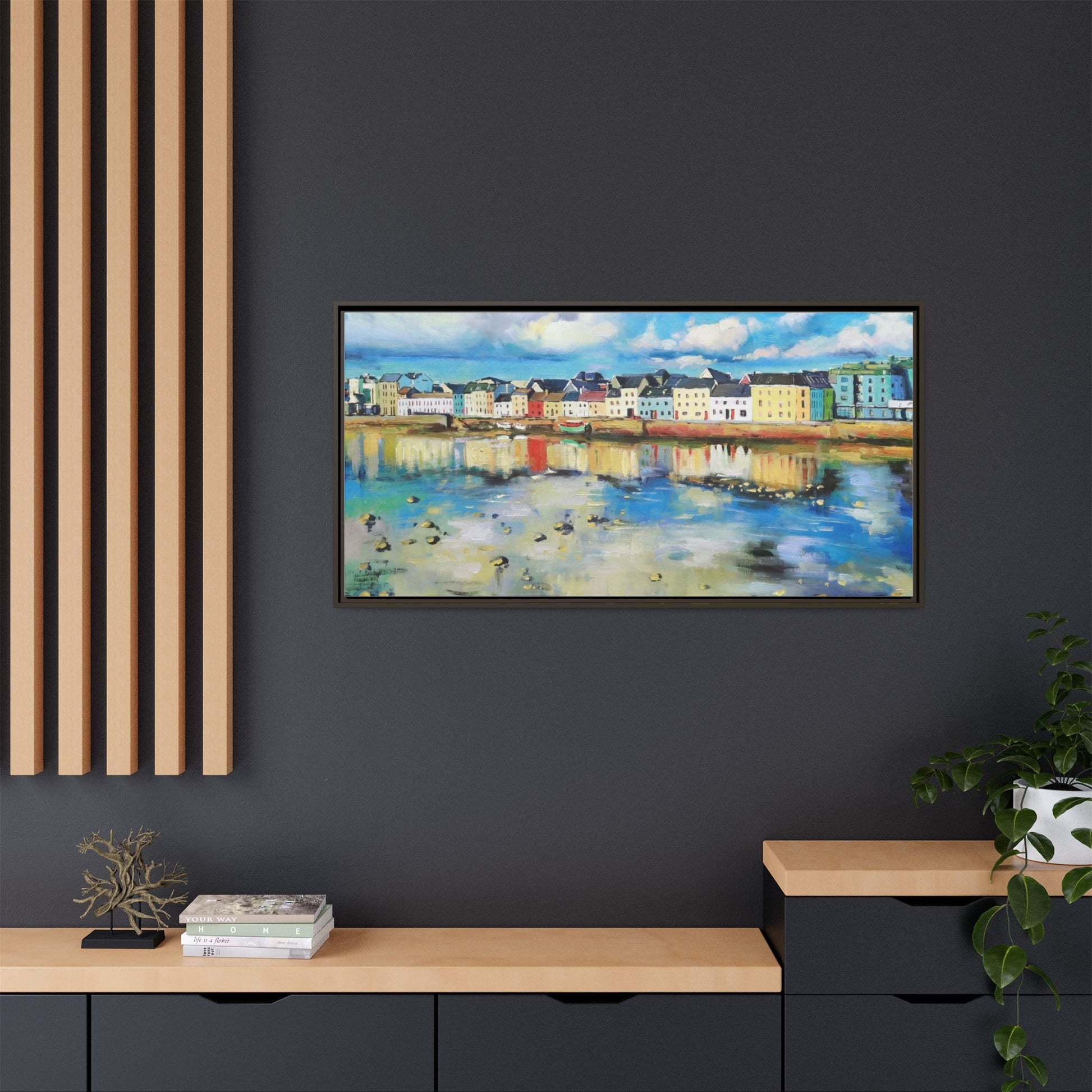 Galway Reflections wall art featuring serene Irish landscapes and water reflections, framed in premium quality wood.