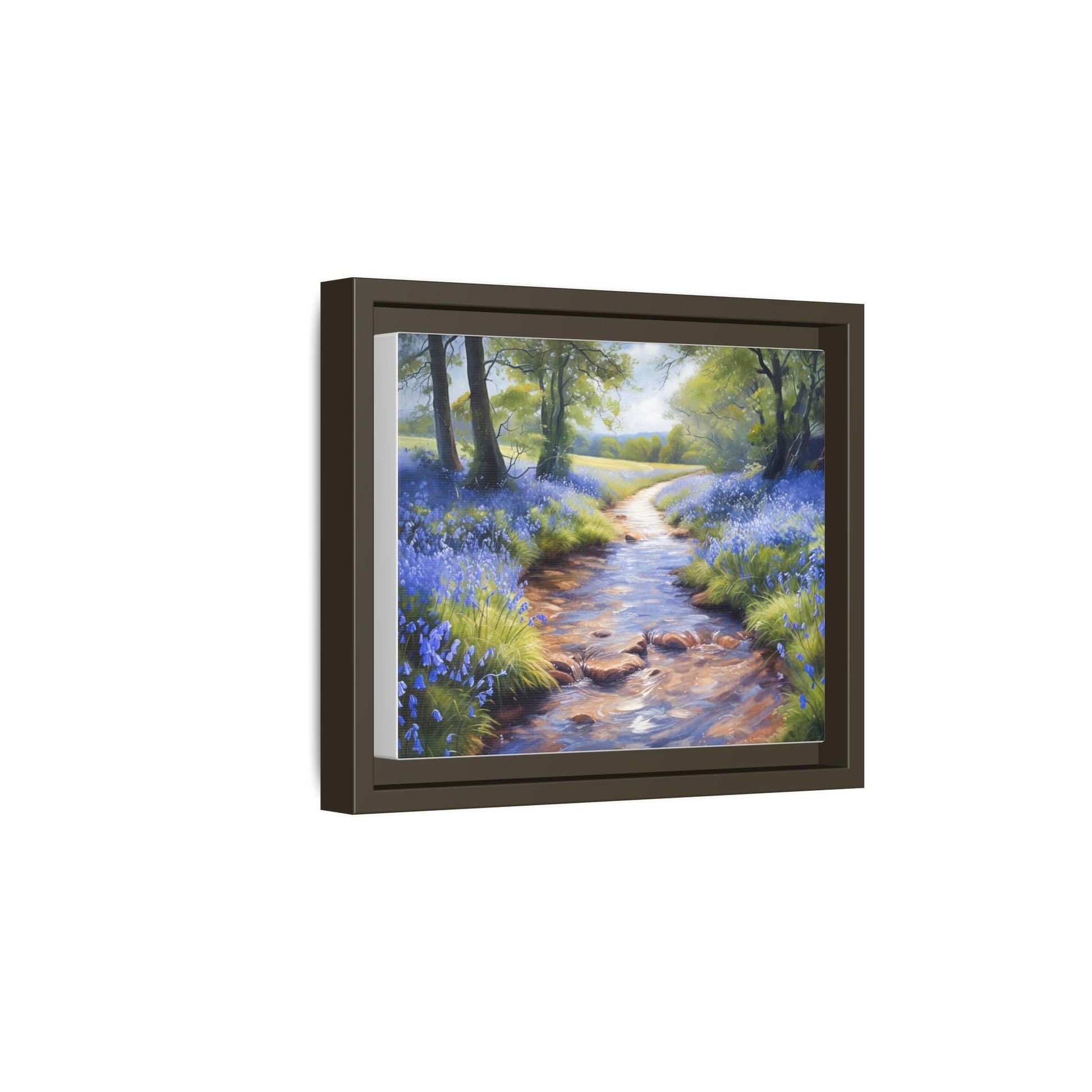 Bluebell Stream Wall Art - Serene Nature Landscape Canvas Print