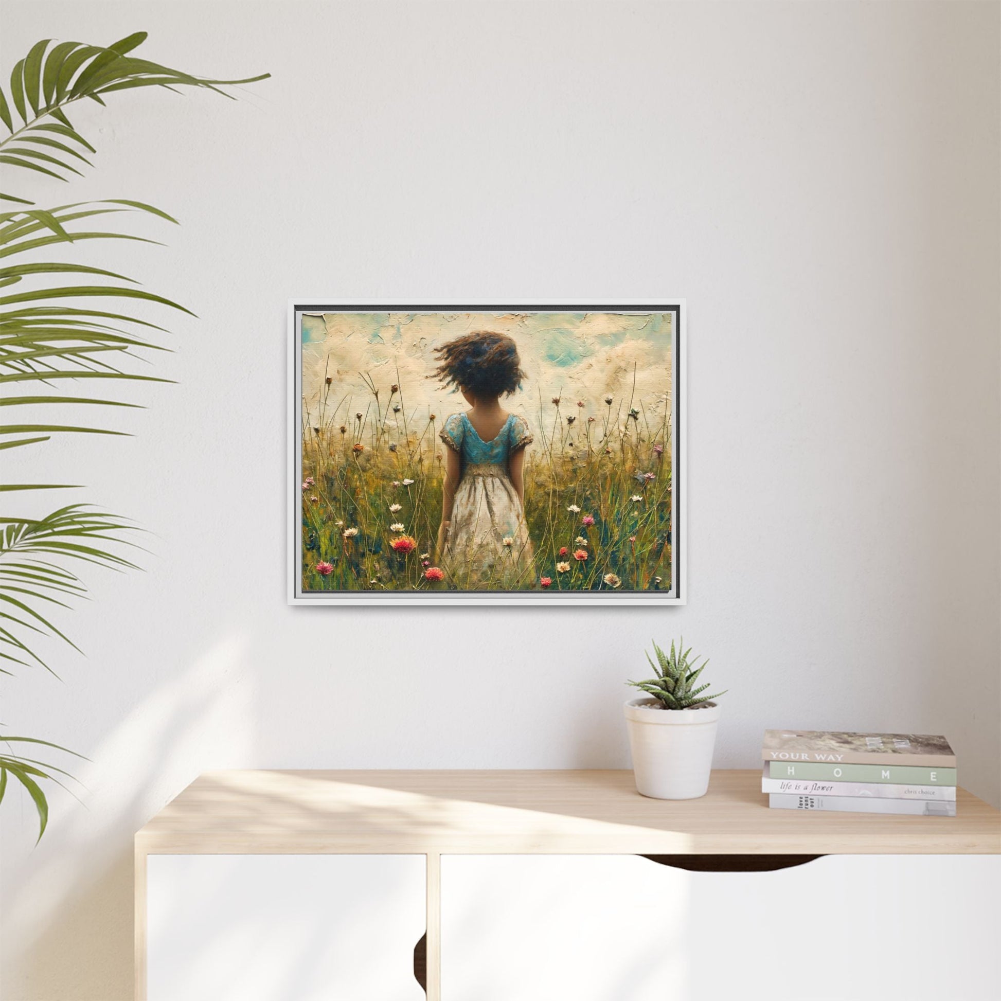 Young Girl In Flowers Wall Art - Graceful Portrait of Girl Surrounded by Flowers for Home Décor