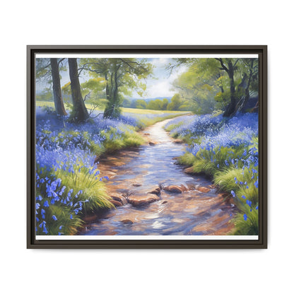 Bluebell Stream Wall Art - Serene Nature Landscape Canvas Print